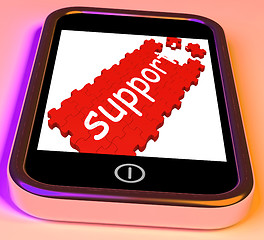Image showing Support On Smartphone Showing Cellphone\'s Customer Service