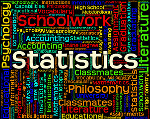 Image showing Statistics Work Shows Analysing Stats And Word