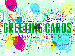 Image showing Greeting Cards Message Indicates Celebrate Party And Postcard