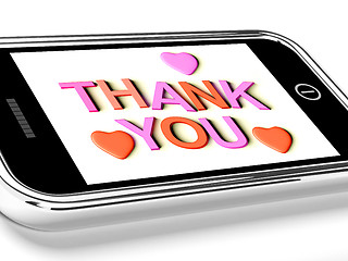 Image showing Thank You And Hearts Message As Thanks Received On Mobile