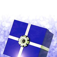 Image showing Blue Giftbox With Bokeh Background For Mens Birthday