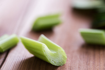 Image showing close up of sliced celery stem