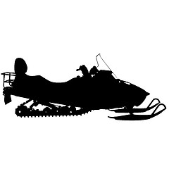 Image showing Silhouette snowmobile  on white background. illustration