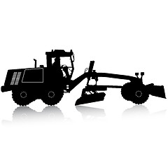 Image showing Silhouette of a heavy road grader. illustration.