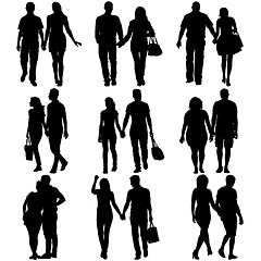 Image showing Couples man and woman silhouettes on a white background. illustration