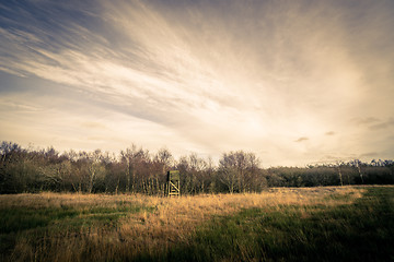 Image showing Hunting tower in autumn scenery