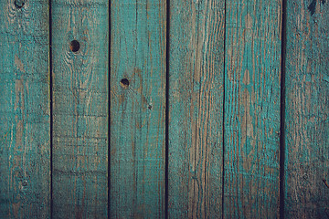 Image showing Wood planks with blue paint