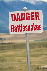 Image showing Rattlesnake warning sign in usa