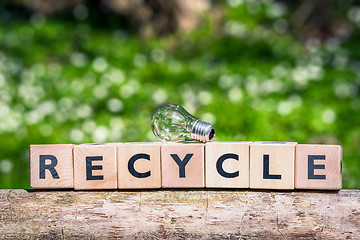 Image showing Bulb on a recycle sign