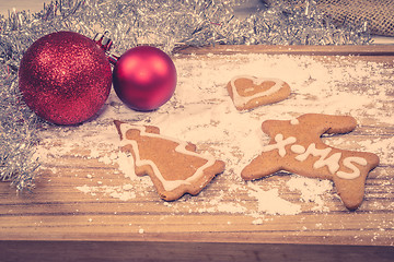 Image showing Homemade Xmas cookies with decoration