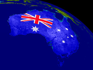 Image showing Australia with flag on Earth