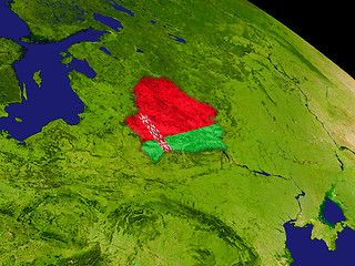 Image showing Belarus with flag on Earth
