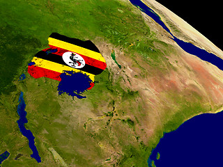 Image showing Uganda with flag on Earth