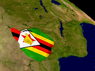 Image showing Zimbabwe with flag on Earth