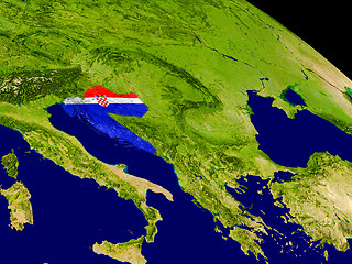 Image showing Croatia with flag on Earth