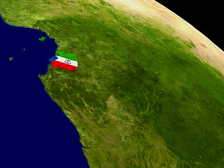 Image showing Equatorial Guinea with flag on Earth