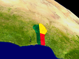 Image showing Benin with flag on Earth