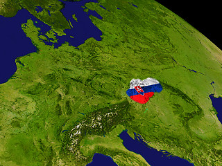 Image showing Slovakia with flag on Earth