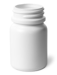 Image showing Single plastic bottle of pills without a lid