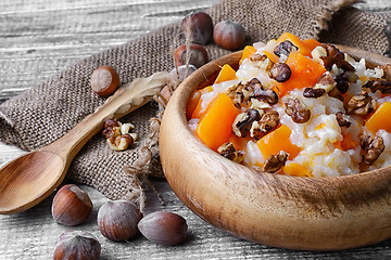 Image showing Pumpkin porridge with walnuts