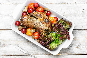 Image showing Meatloaf in vegetables and fruits