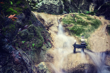 Image showing Rock Zen Stack in front of waterfall.