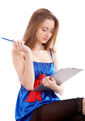 Image showing girl with notepad