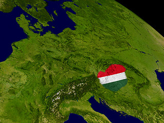 Image showing Hungary with flag on Earth