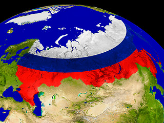 Image showing Russia with flag on Earth