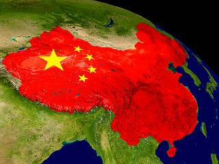 Image showing China with flag on Earth