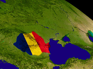 Image showing Romania with flag on Earth