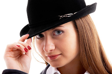 Image showing girl in black hat