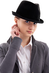 Image showing girl in black hat