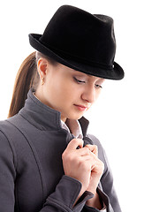 Image showing girl in black hat