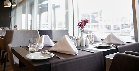 Image showing restaurant interior with tables and chairs