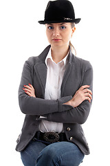 Image showing girl in black hat