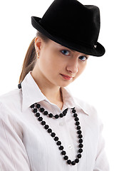 Image showing girl in black hat