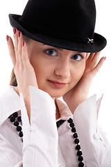 Image showing girl in black hat