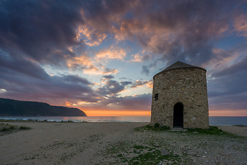 Image showing Old windmill ai Gyra beach, Lefkada 