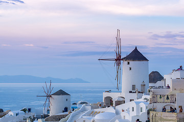 Image showing Oia village at sunset, Santorini island