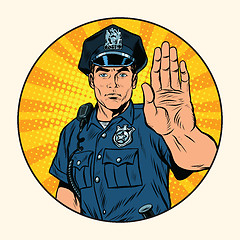 Image showing Retro police officer stop gesture