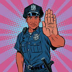 Image showing Retro police officer stop gesture