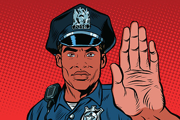 Image showing Retro police officer stop gesture