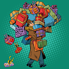 Image showing Man with shopping in holiday sale