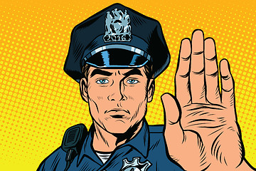 Image showing Retro police officer stop gesture