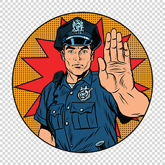 Image showing Retro police officer stop gesture