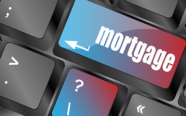 Image showing Keyboard with single button showing the word mortgage, vector, keyboard keys, keyboard button