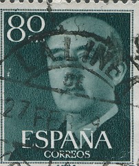 Image showing SPAIN - CIRCA 1949: Stamp printed in Spain showing a portrait of General Francisco Franco 1892-1975 , series \