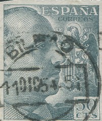 Image showing SPAIN - CIRCA 1949: Stamp printed in Spain showing a portrait of General Francisco Franco 1892-1975 , series \