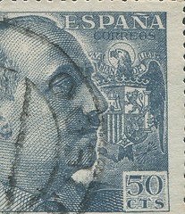 Image showing SPAIN - CIRCA 1949: Stamp printed in Spain showing a portrait of General Francisco Franco 1892-1975 , series \